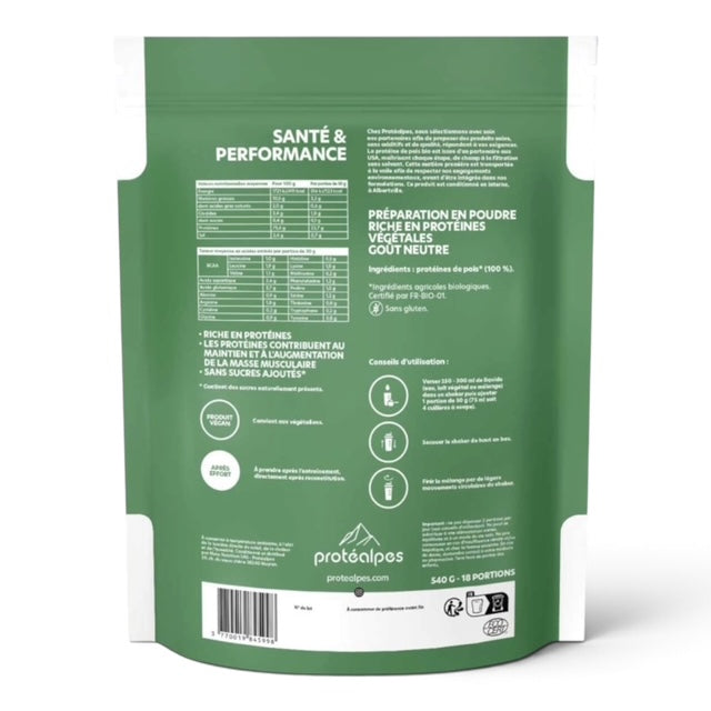 Protéines Végétales BIO Protéalpes Gamme Sans Sucre 540g